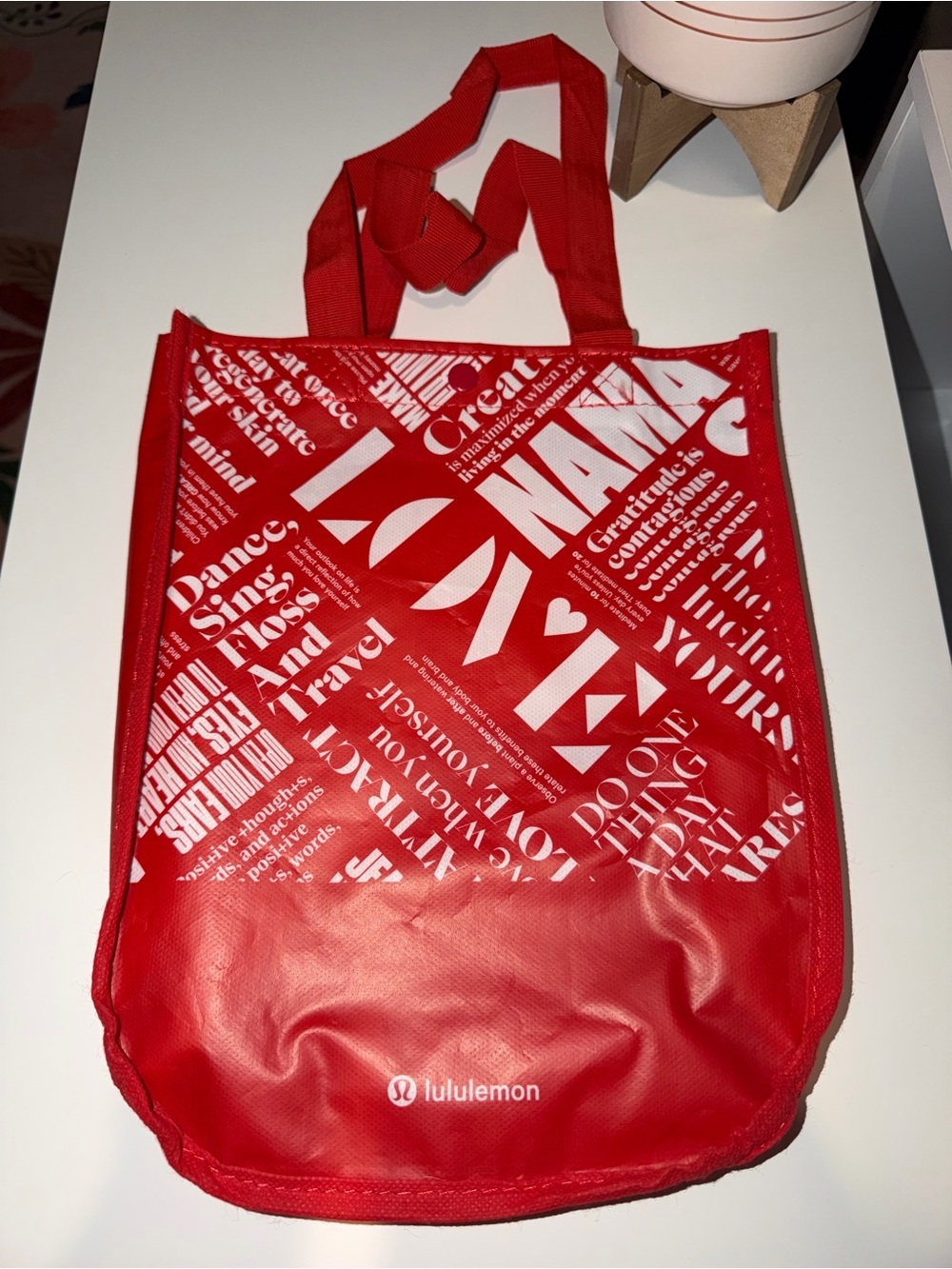 lululemon athletica Red Graphic Reusable Tote with White Print